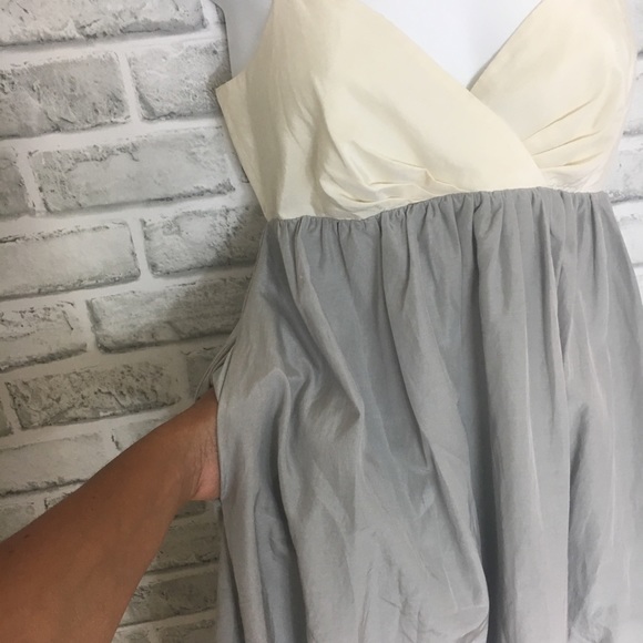 Cream and Gray Silk Dress - Picture 3 of 5
